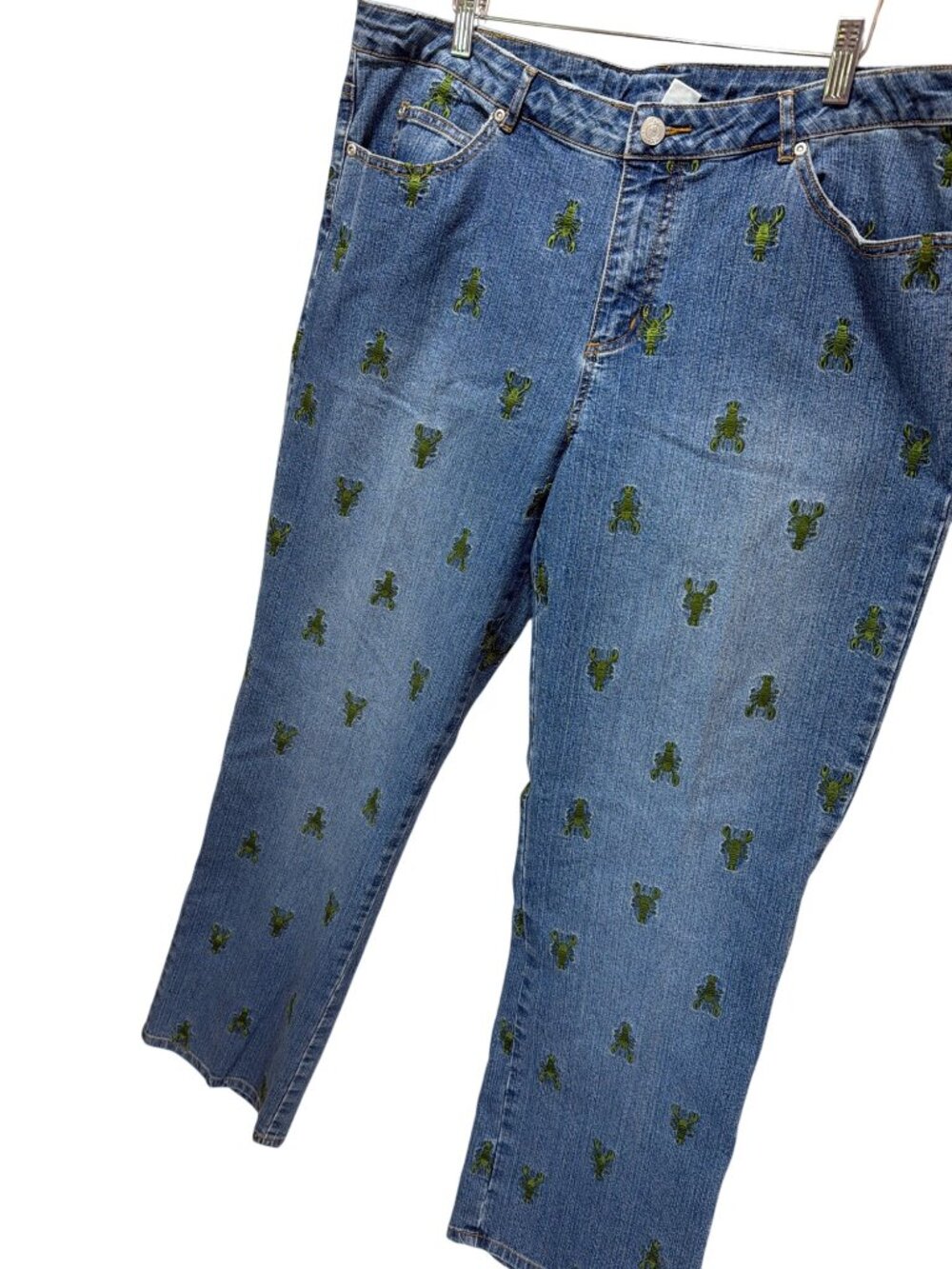 Lilly Pulitzer Vintage Y2K Embroidered Green Lobster Denim Jeans